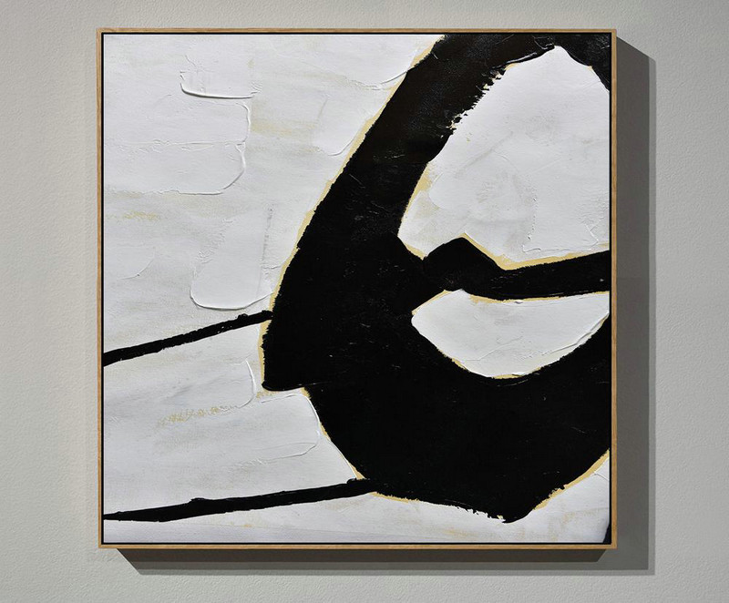 Hand Painted Extra Large Abstract Painting,Handmade Minimal Art Palette Knife Canvas Painting, Black White Beige - Extra Large Paintings